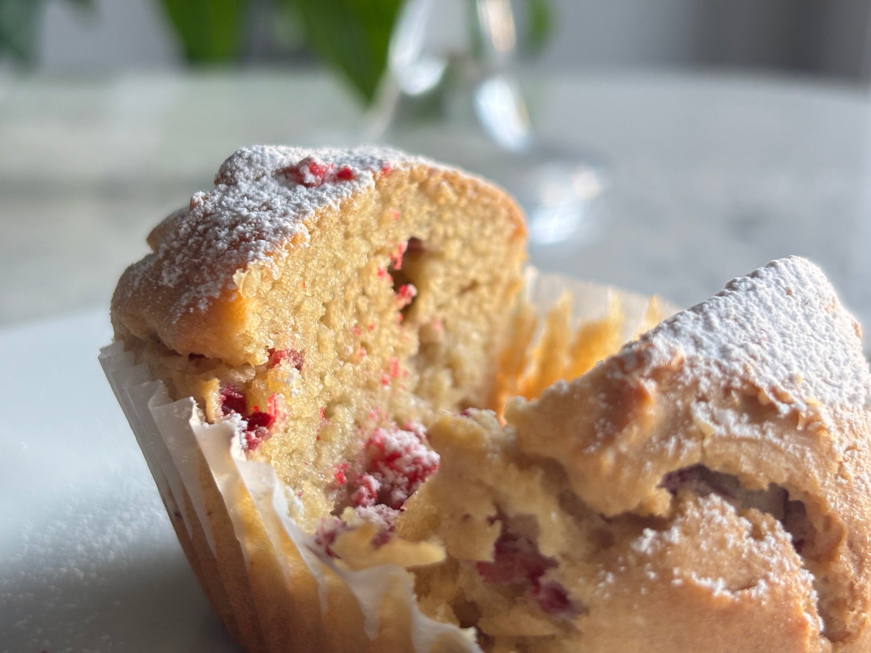 Homemade Raspberry Muffins with Freeze-Dried Fruit