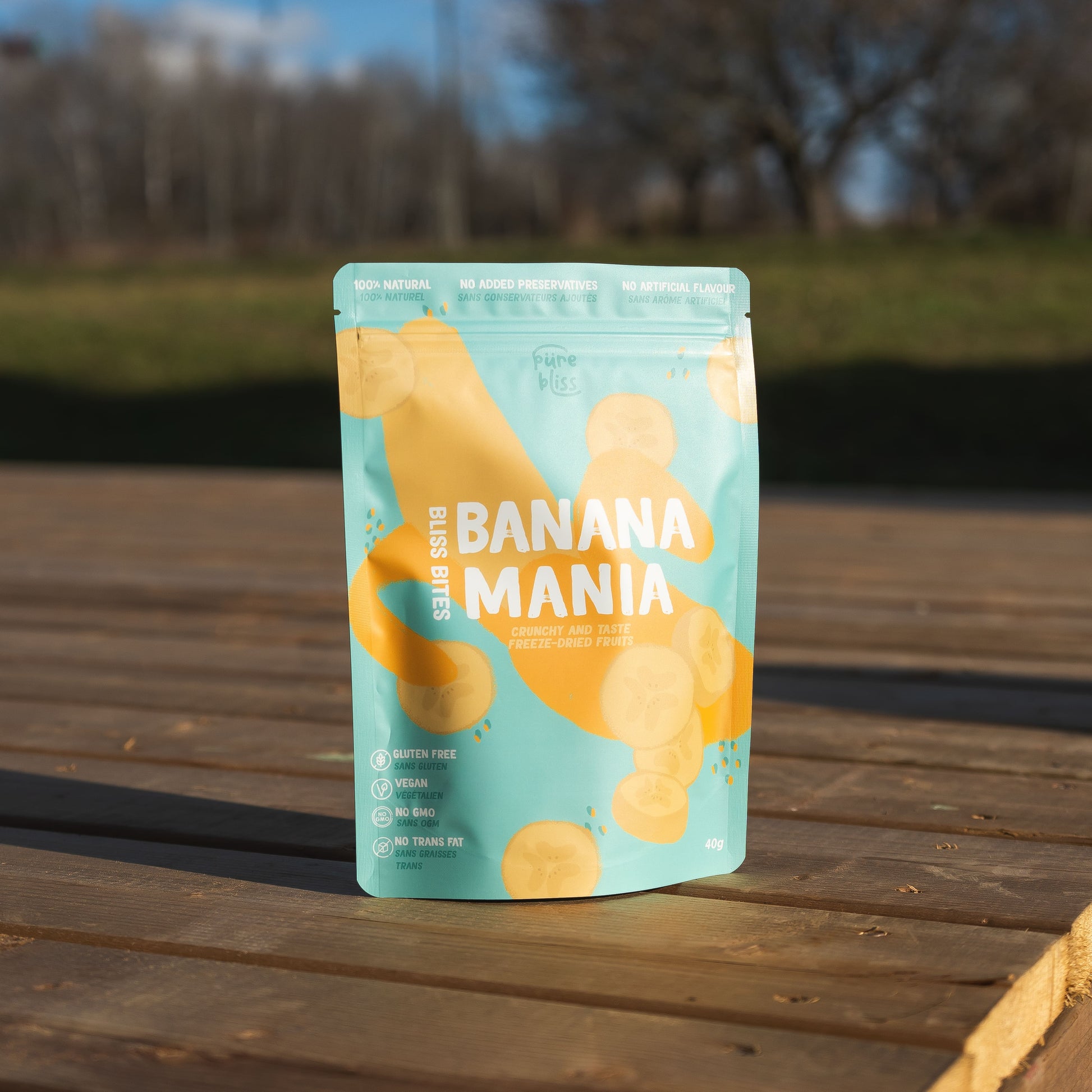 Pure bliss Freeze dried bananas package