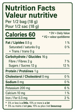 Nutrition facts label for Pure Bliss Pineapple Express, freeze-dried pineapple